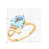 Кольцо из золота с топазом и фианитом