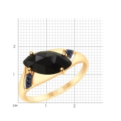 Кольцо из золота с агатом и фианитами 