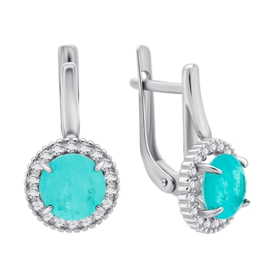 Серьги из серебра с горным хрусталем и фианитами