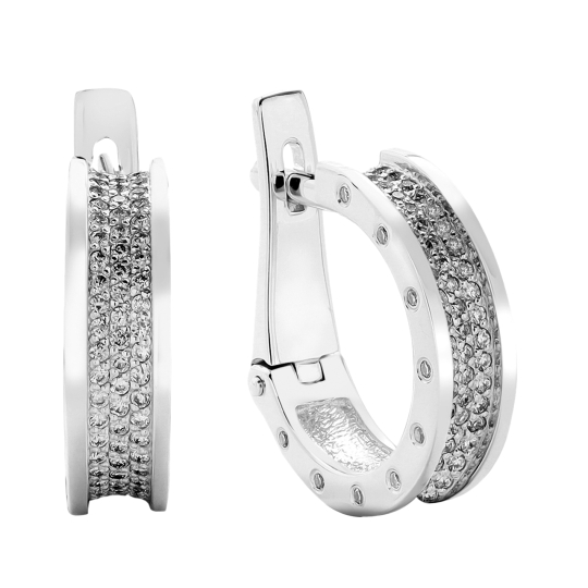 Серьги из золота с алмазной гранью и бриллиантами