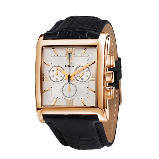 Женские серебряные часы с золотым безелем