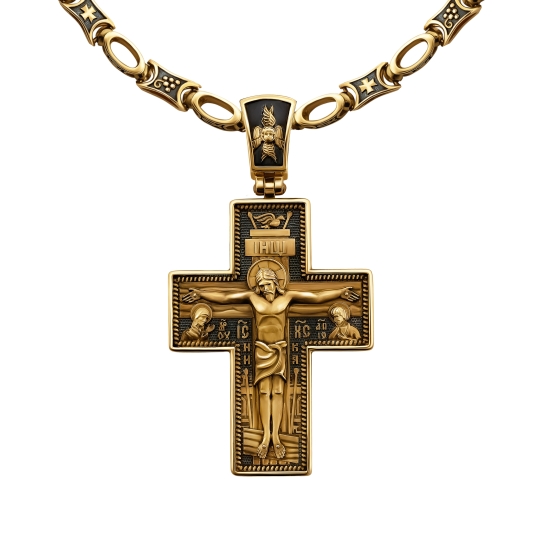 Подвеска-крест из золота с фианитами