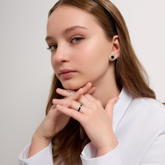 Серьги из серебра с эмалью и фианитами