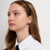 Серьги из серебра с эмалью и фианитами