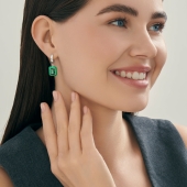 Серьги из серебра с эмалью и фианитами