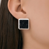 Серьги из серебра с кристальной тканью