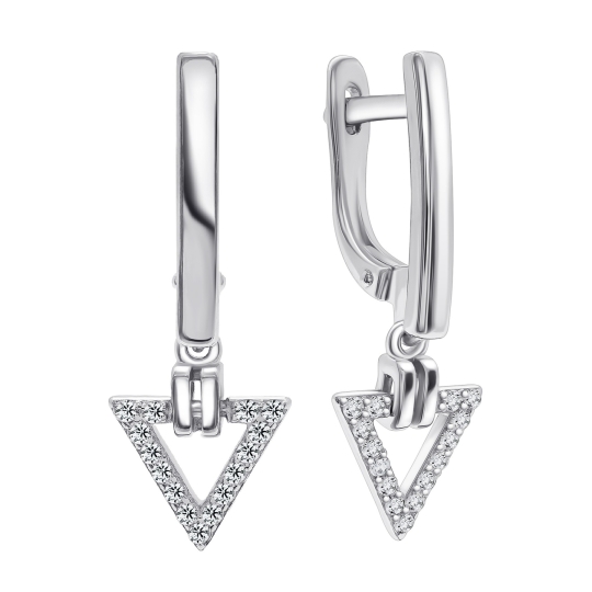 Серьги из серебра с топазами и фианитами