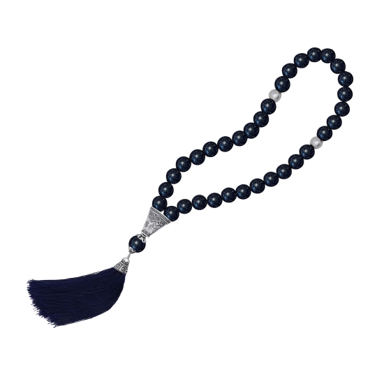 Чётки из агата с серебряными вставками