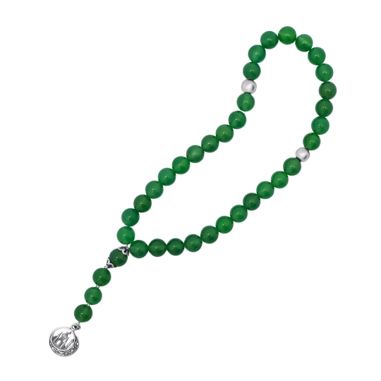 Чётки из агата с серебряными вставками