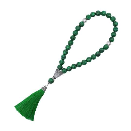 Чётки из агата с серебряными вставками