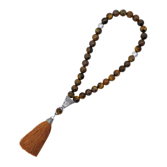 Чётки из агата с серебряными вставками