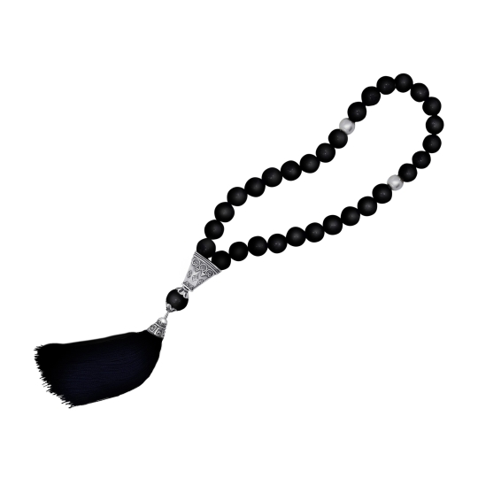 Чётки из агата с серебряными вставками