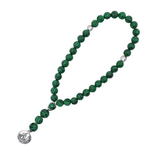 Чётки из агата с серебряными вставками