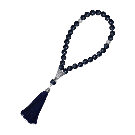 Чётки из агата с серебряными вставками