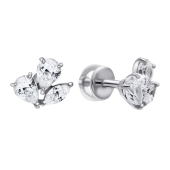 Серьги из серебра с фианитами