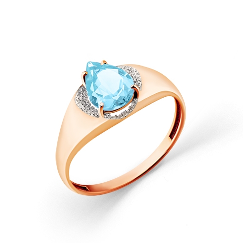 Кольцо из золота с топазом Swiss и фианитами