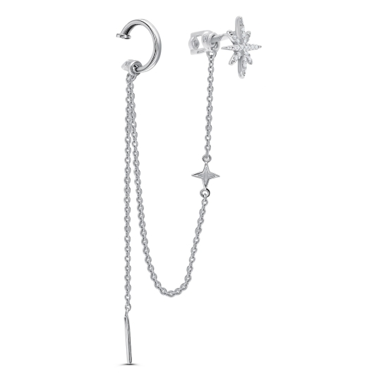 Серьги из серебра с эмалью и фианитами