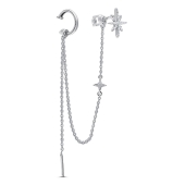 Одиночная серьга из серебра с фианитами