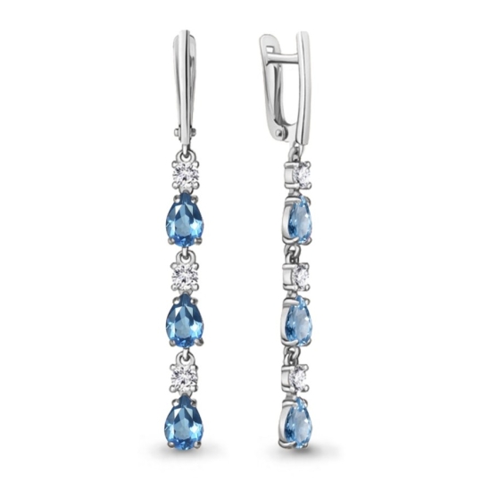 Серьги из серебра с фианитами