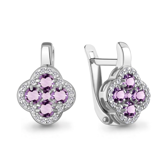 Серьги из серебра с цитринами и фианитами