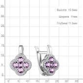 Серьги из серебра с аметистами и фианитами