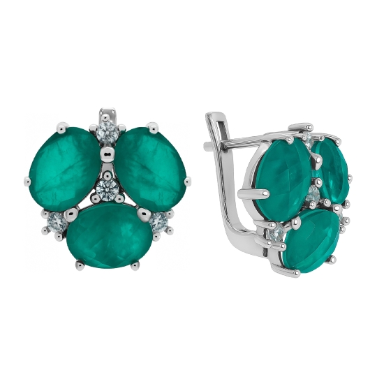 Серьги из серебра с фианитами