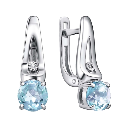 Серьги из серебра с фианитами и жемчугом