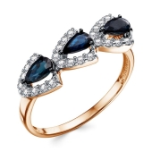 Кольцо из золота с бриллиантами и сапфирами