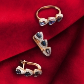 Серьги из золота с бриллиантами и сапфирами