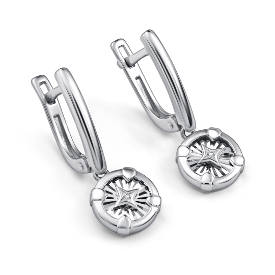 Серьги из серебра с ювелирными кристаллами