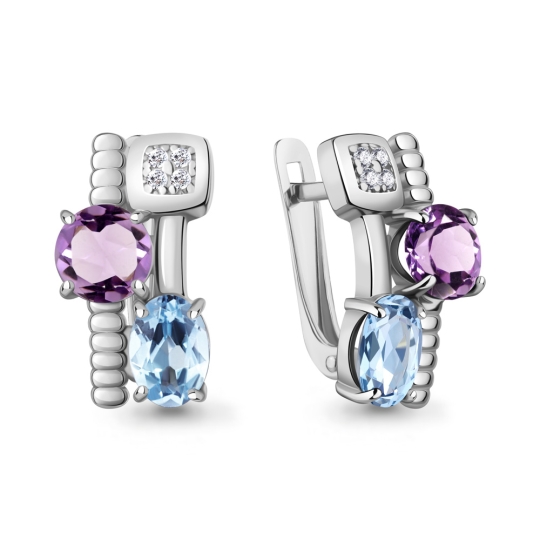 Серьги из серебра с фианитами