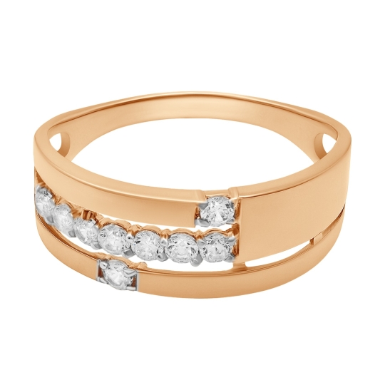 Кольцо из золота с гранатом и фианитами