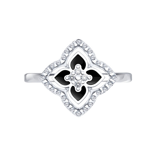 Серьги из серебра с эмалью и фианитами