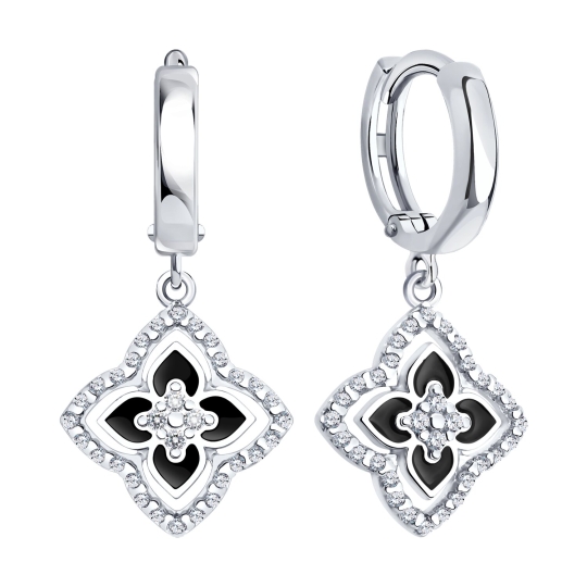 Серьги из серебра с фианитами