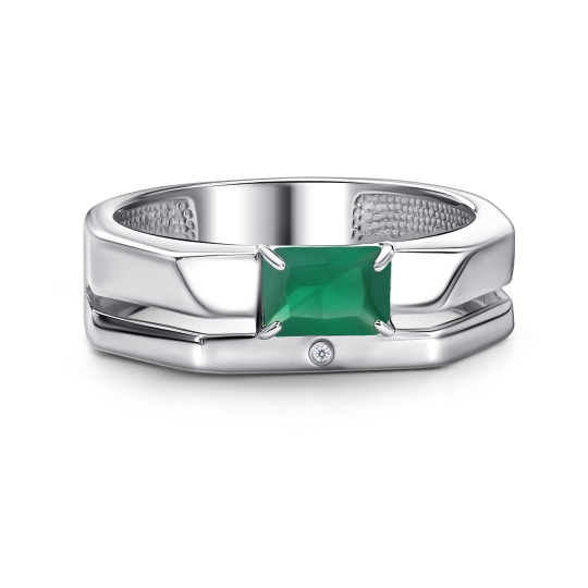 Серьги из серебра с бриллиантами и агатами