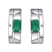 Серьги из серебра с бриллиантами и агатами
