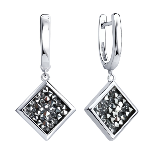 Серьги из серебра с фианитами