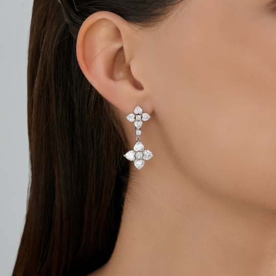  Серьги из серебра с гранатами и фианитами