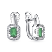 Серьги из серебра с агатами и фианитами