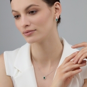 Серьги из серебра с агатами и фианитами