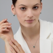 Серьги из серебра с агатами и фианитами