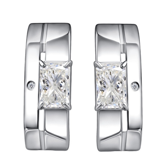 Серьги из серебра с бриллиантами и агатами