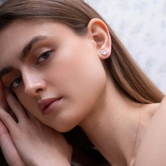 Серьги из золота с ситаллами радужный кварц и фианитами