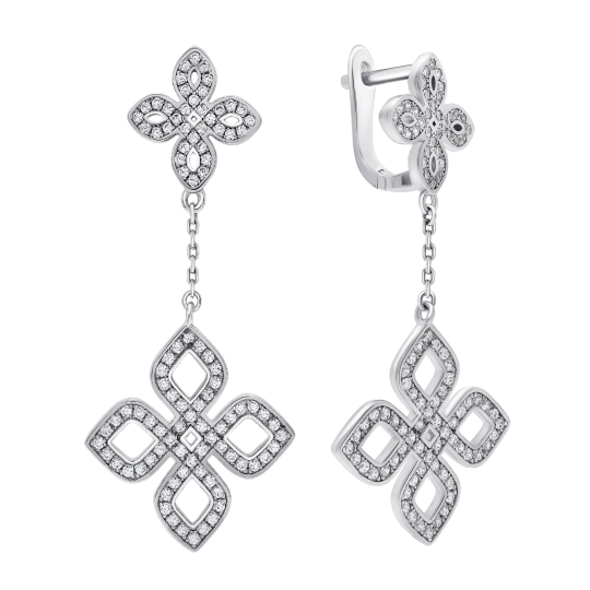 Серьги из серебра с фианитами 