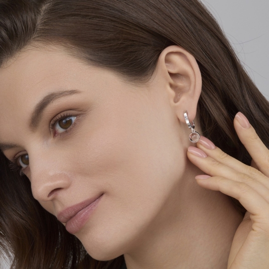  Серьги из серебра с гранатами и фианитами