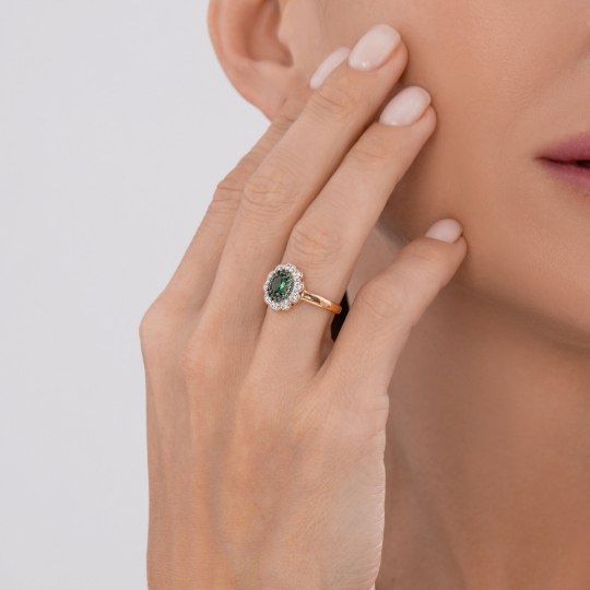 Серьги из серебра с позолотой и фианитами