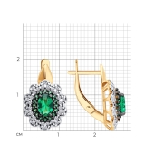 Серьги из серебра с позолотой и фианитами