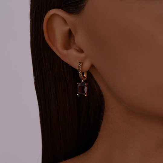 Серьги из белого золота с выращенными бриллиантами