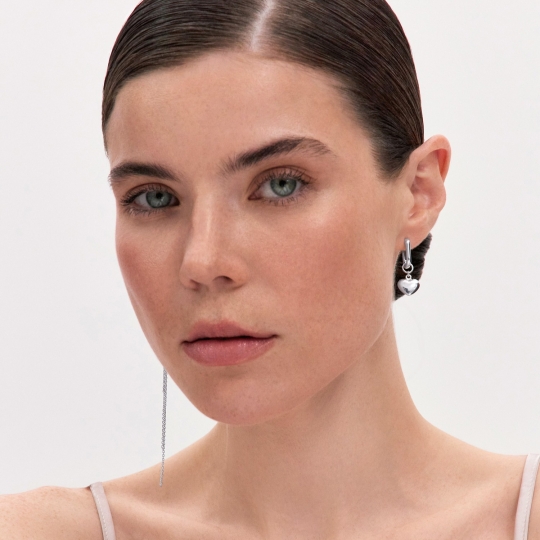 Серьги из серебра с позолотой, жемчугом и фианитами