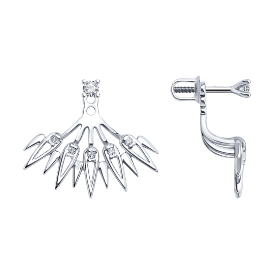 Серьги из серебра с фианитом